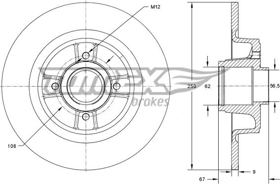 TOMEX brakes TX 73-571 - Discofreno autozon.pro