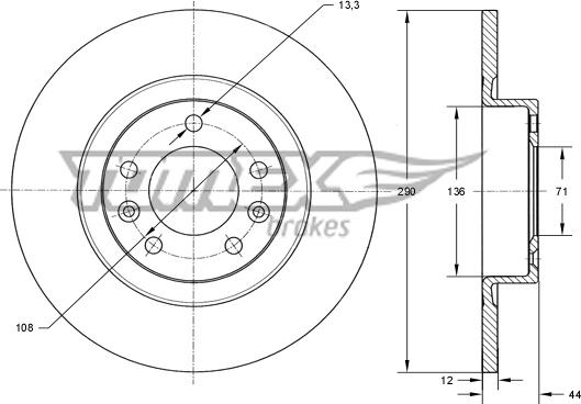 TOMEX brakes TX 73-68 - Discofreno autozon.pro