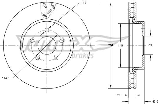 TOMEX brakes TX 73-63 - Discofreno autozon.pro