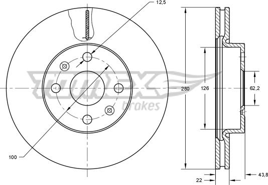 TOMEX brakes TX 73-34 - Discofreno autozon.pro