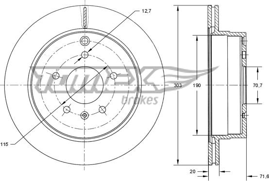 TOMEX brakes TX 73-71 - Discofreno autozon.pro