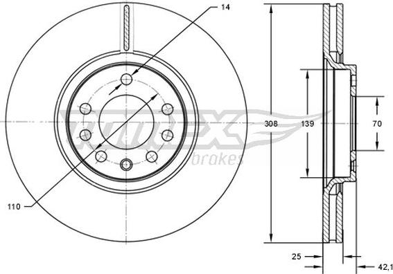 TOMEX brakes TX 72-03 - Discofreno autozon.pro