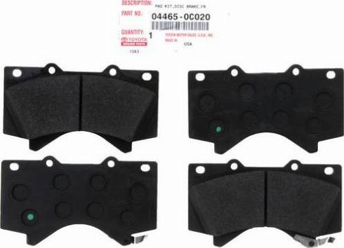 TOYOTA 04465-0C020 - Kit pastiglie freno, Freno a disco autozon.pro