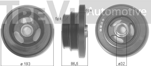 Trevi Automotive PC1165 - Puleggia cinghia, Albero a gomiti autozon.pro