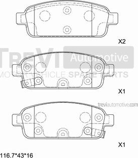 Trevi Automotive PF1443 - Kit pastiglie freno, Freno a disco autozon.pro