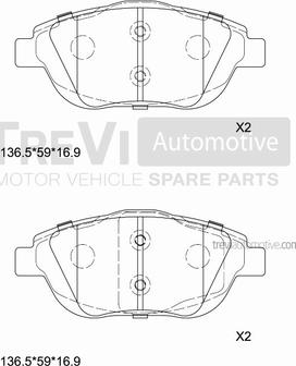 Trevi Automotive PF1447 - Kit pastiglie freno, Freno a disco autozon.pro