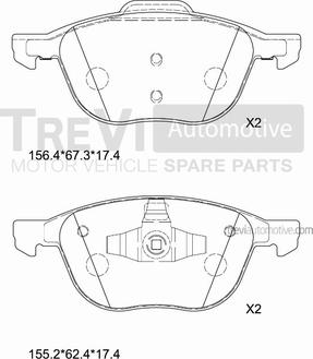 Trevi Automotive PF1452 - Kit pastiglie freno, Freno a disco autozon.pro