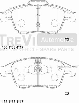 Trevi Automotive PF1404 - Kit pastiglie freno, Freno a disco autozon.pro