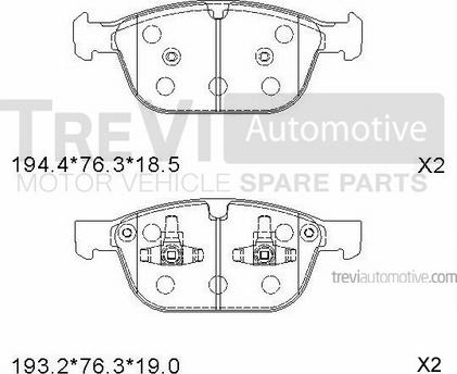 Trevi Automotive PF1433 - Kit pastiglie freno, Freno a disco autozon.pro