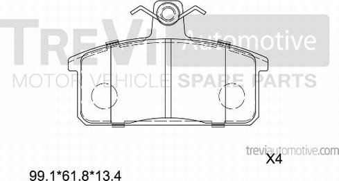 Trevi Automotive PF1425 - Kit pastiglie freno, Freno a disco autozon.pro