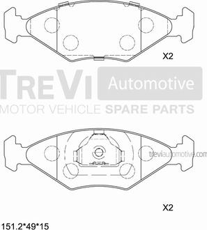 Trevi Automotive PF1539 - Kit pastiglie freno, Freno a disco autozon.pro