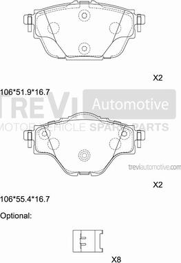 Trevi Automotive PF1522 - Kit pastiglie freno, Freno a disco autozon.pro