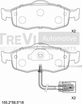 Trevi Automotive PF1576 - Kit pastiglie freno, Freno a disco autozon.pro