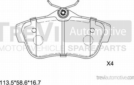 Trevi Automotive PF1642 - Kit pastiglie freno, Freno a disco autozon.pro