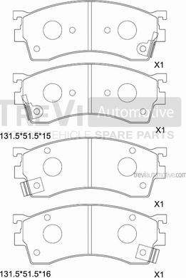 Trevi Automotive PF1609 - Kit pastiglie freno, Freno a disco autozon.pro