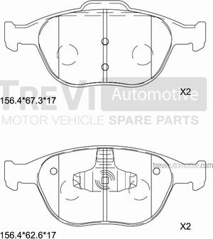 Trevi Automotive PF1635 - Kit pastiglie freno, Freno a disco autozon.pro