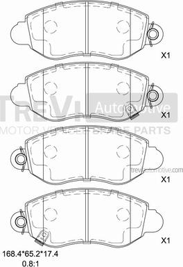 Trevi Automotive PF1622 - Kit pastiglie freno, Freno a disco autozon.pro