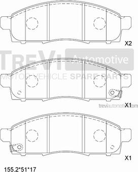 Trevi Automotive PF1671 - Kit pastiglie freno, Freno a disco autozon.pro