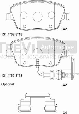 Trevi Automotive PF1095 - Kit pastiglie freno, Freno a disco autozon.pro