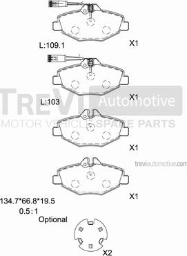 Trevi Automotive PF1093 - Kit pastiglie freno, Freno a disco autozon.pro