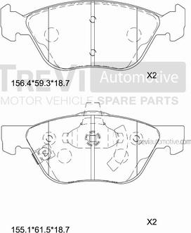 Trevi Automotive PF1054 - Kit pastiglie freno, Freno a disco autozon.pro