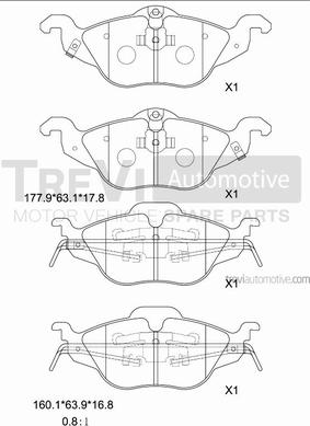 Trevi Automotive PF1051 - Kit pastiglie freno, Freno a disco autozon.pro