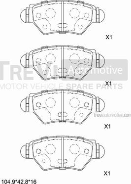 Trevi Automotive PF1052 - Kit pastiglie freno, Freno a disco autozon.pro