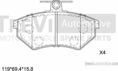 Trevi Automotive PF1060 - Kit pastiglie freno, Freno a disco autozon.pro