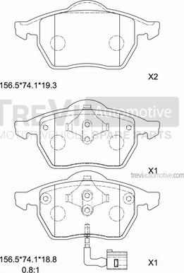 Trevi Automotive PF1014 - Kit pastiglie freno, Freno a disco autozon.pro