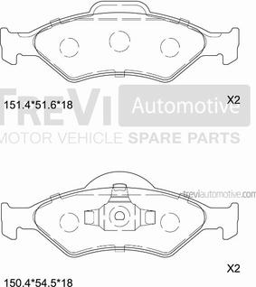 Trevi Automotive PF1082 - Kit pastiglie freno, Freno a disco autozon.pro