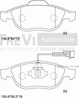 Trevi Automotive PF1038 - Kit pastiglie freno, Freno a disco autozon.pro