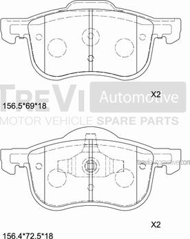 Trevi Automotive PF1078 - Kit pastiglie freno, Freno a disco autozon.pro