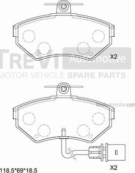 Trevi Automotive PF1110 - Kit pastiglie freno, Freno a disco autozon.pro