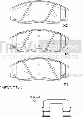 Trevi Automotive PF1188 - Kit pastiglie freno, Freno a disco autozon.pro