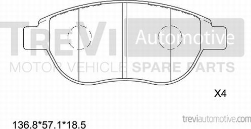 Trevi Automotive PF1125 - Kit pastiglie freno, Freno a disco autozon.pro