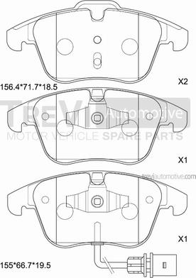 Trevi Automotive PF1304 - Kit pastiglie freno, Freno a disco autozon.pro