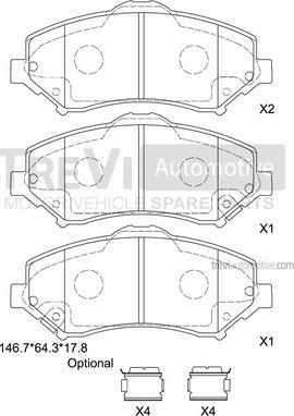 Trevi Automotive PF1384 - Kit pastiglie freno, Freno a disco autozon.pro