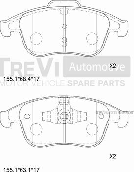 Trevi Automotive PF1382 - Kit pastiglie freno, Freno a disco autozon.pro