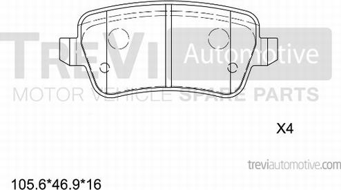 Trevi Automotive PF1264 - Kit pastiglie freno, Freno a disco autozon.pro