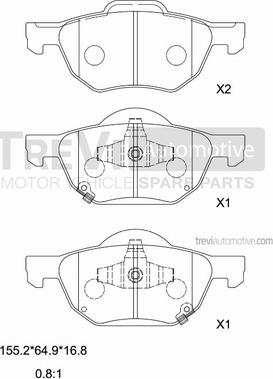 Trevi Automotive PF1231 - Kit pastiglie freno, Freno a disco autozon.pro