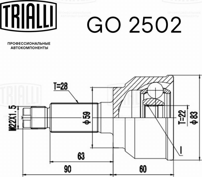 Trialli GO2502 - Kit giunti, Semiasse autozon.pro