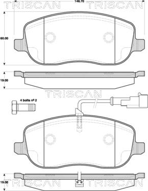 Triscan 8110 15045 - Kit pastiglie freno, Freno a disco autozon.pro