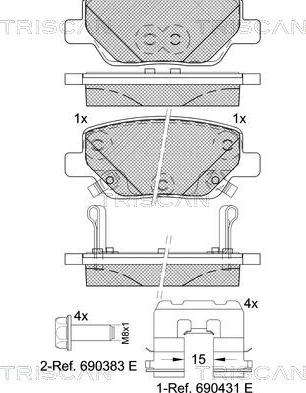 Triscan 8110 15075 - Kit pastiglie freno, Freno a disco autozon.pro