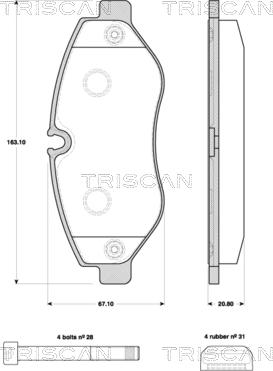 Triscan 8110 10557 - Kit pastiglie freno, Freno a disco autozon.pro