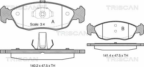 Triscan 8110 28007 - Kit pastiglie freno, Freno a disco autozon.pro