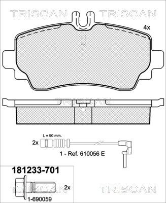 Triscan 8110 23022 - Kit pastiglie freno, Freno a disco autozon.pro