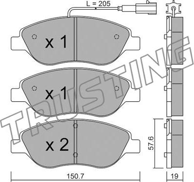 Trusting 593.0 - Kit pastiglie freno, Freno a disco autozon.pro