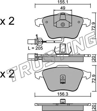 Trusting 565.0 - Kit pastiglie freno, Freno a disco autozon.pro