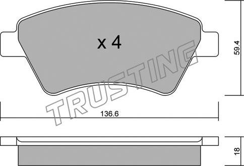 Trusting 560.0 - Kit pastiglie freno, Freno a disco autozon.pro