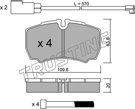 Trusting 620.2W - Kit pastiglie freno, Freno a disco autozon.pro